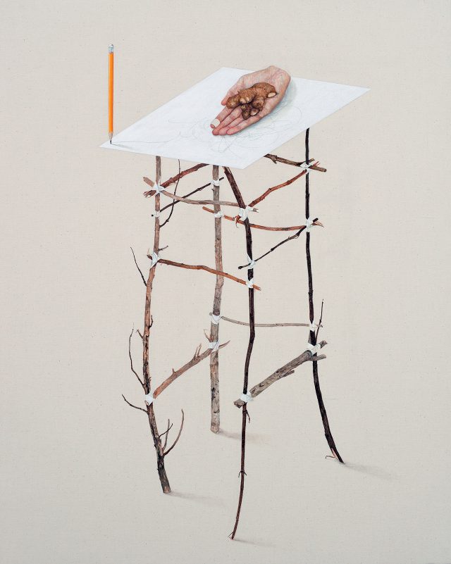 ‘각오’, 2016, 리넨에 채색, 90×72cm