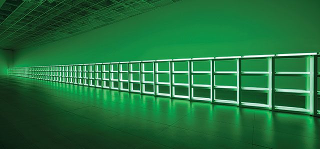 ‘Untitled(to you, Heiner, with admiration and affection)’, 1973, Fluorescent light and metal fixtures, 121.9×121.9×7.6cm each of 58