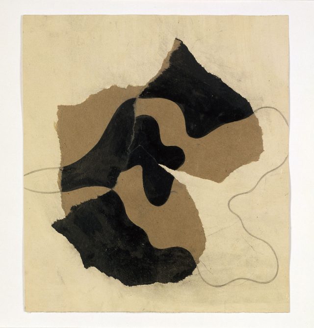 ‘Untitled(dessin déchiré)’, 1934, 24.5×22cm, Collage with torn paper, Ink, and Pencil.
