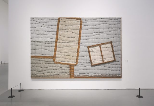 하종현, ‘Conjunction 08-101’, 2008, Oil and collage on hemp cloth, 244×366cm.