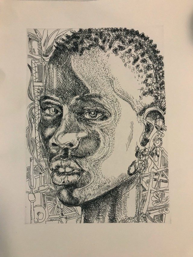 @Alexander Mcqueen펜으로 세밀하게 그린 아프리칸 여인의 초상화가 동봉된 맥퀸의 인비테이션.
