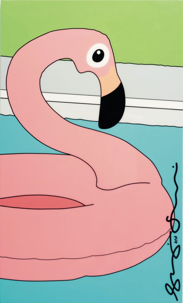 ‘Flamingo’, 2018, Acrylic paint on canvas, 91.4×152.4cm